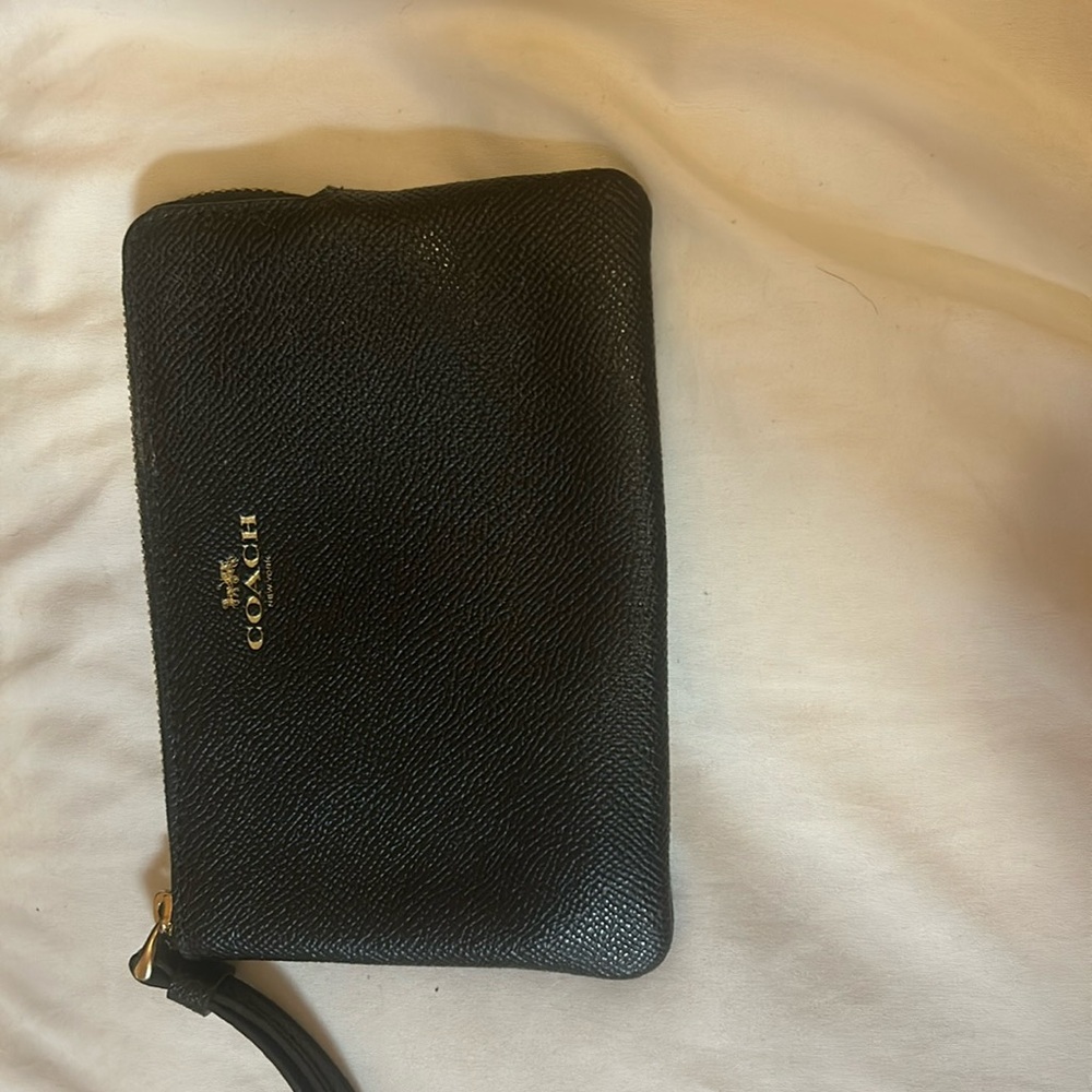 Coach black leather pouch